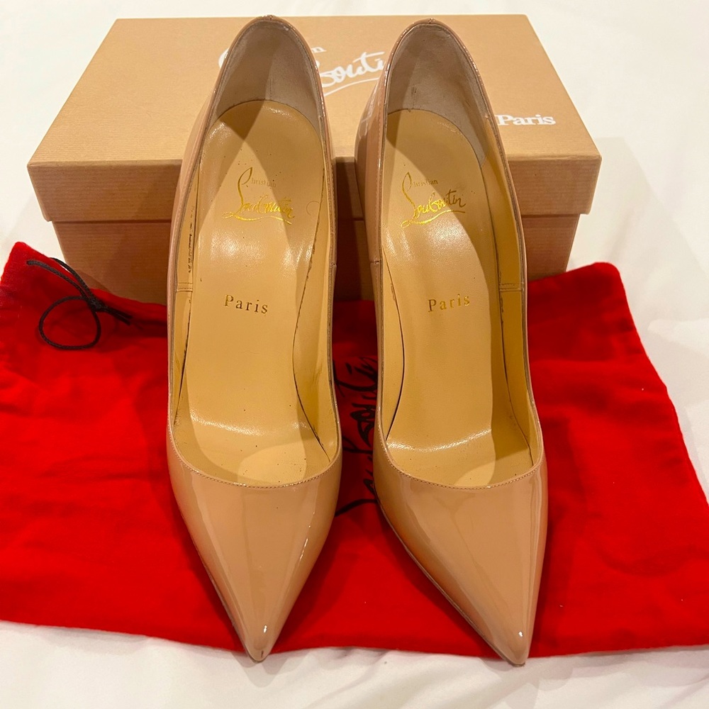 Louboutin So Kate 120mm Nude Patent Pump